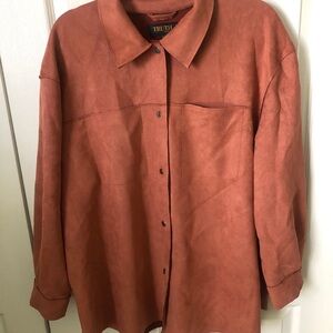 Truth by Republic XXL Button-Up Suede Shirt Jacket